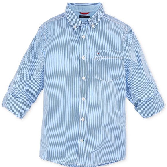 Tommy Hilfiger Big Boys Striped Button Down Shirt Size L - Picture 3 of 6